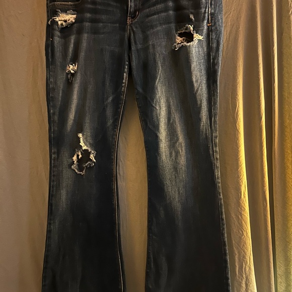 American Eagle Outfitters Ripped Blue Flare Jeans - Picture 4 of 4